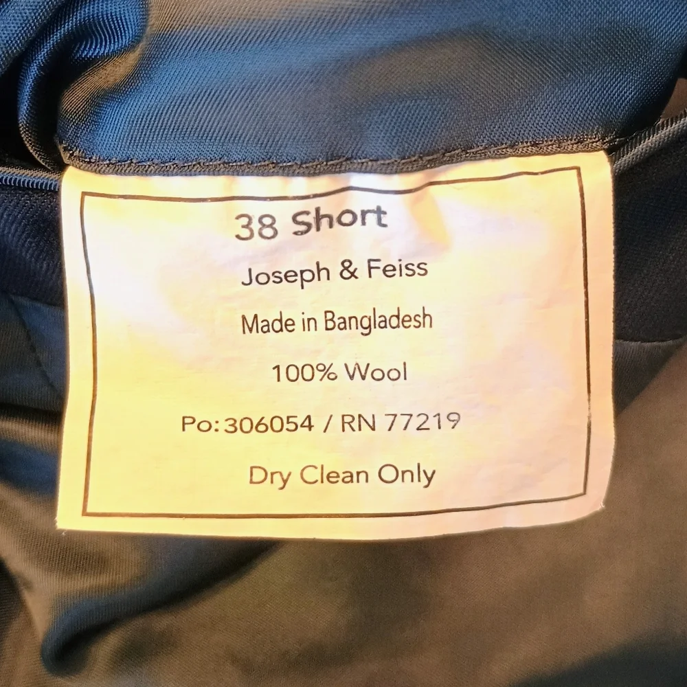 Men's Joseph & Feiss Navy Blue Blazer - Size 38 Short Classic Fit - 100% Wool